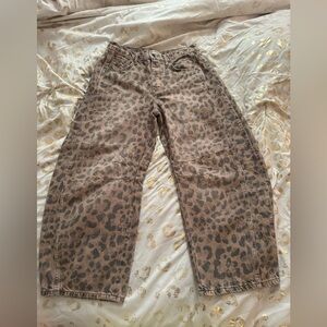 We The Free Leopard Print Barrel Jeans